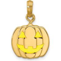 14K Yellow Gold Enameled Jack-o-Lantern Pendant - Fun Holiday Charm by Oro Pregiato