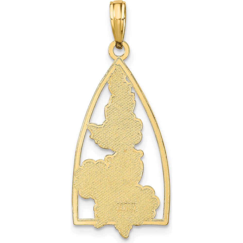 14K Yellow Gold Enameled Ladybug and Flowers Triangle Pendant with Multi-Colored Enamel Accents by Oro Pregiato