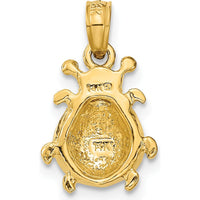 14K Yellow Gold Enameled Ladybug Charm with Red and Black Accents - 17.75mm Length by Oro Pregiato