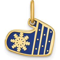 14K Yellow Gold Enameled Mitten Charm with Snowflake Design by Oro Pregiato