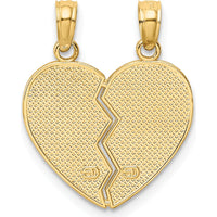 14K Yellow Gold Enameled Mother-Daughter 2-Piece Break-Apart Pendant with Red and Green Roses by Oro Pregiato