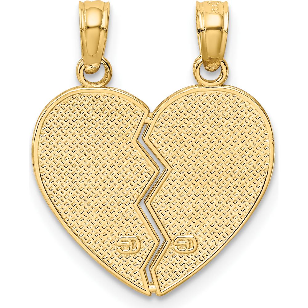 14K Yellow Gold Enameled Mother-Daughter 2-Piece Break-Apart Pendant with Red and Green Roses by Oro Pregiato