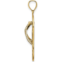 14K Yellow Gold Enameled Palm Tree Beach Scene Flip-Flop Charm by Oro Pregiato