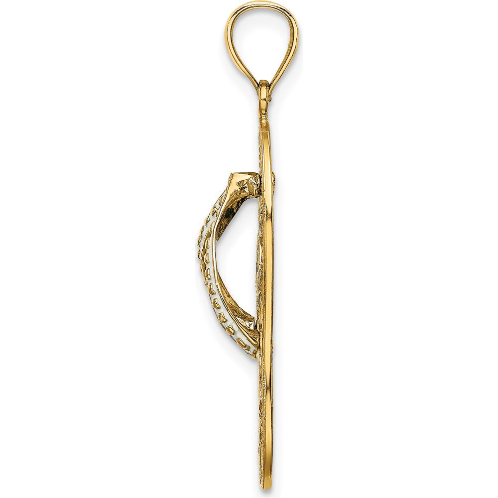 14K Yellow Gold Enameled Palm Tree Beach Scene Flip-Flop Charm by Oro Pregiato