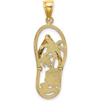 14K Yellow Gold Enameled Palm Tree Beach Scene Flip-Flop Charm by Oro Pregiato