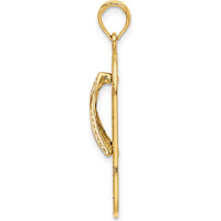 14K Yellow Gold Enameled Palm Tree Flip-Flop Charm with Vibrant Multi-Colored Enamel Accents by Oro Pregiato