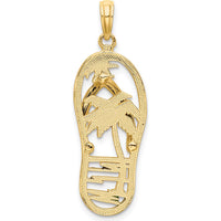 14K Yellow Gold Enameled Palm Tree Flip-Flop Charm with Vibrant Multi-Colored Enamel Accents by Oro Pregiato