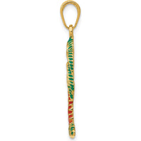 14K Yellow Gold Enameled Palm Tree Pendant with Green and Brown Enamel Accents by Oro Pregiato