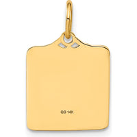 14K Yellow Gold Enameled Pink Birth Certificate Charm - Engravable Design