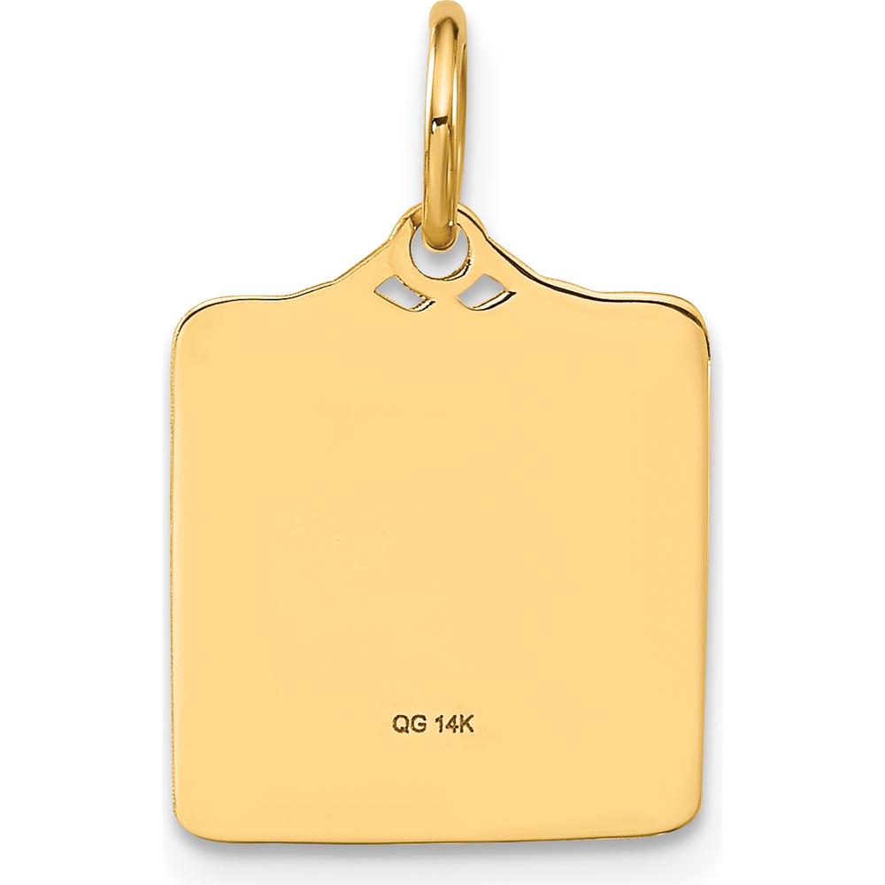 14K Yellow Gold Enameled Pink Birth Certificate Charm - Engravable Design