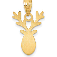 14K Yellow Gold Enameled Red-Nosed Reindeer Charm with Polished Finish by Oro Pregiato