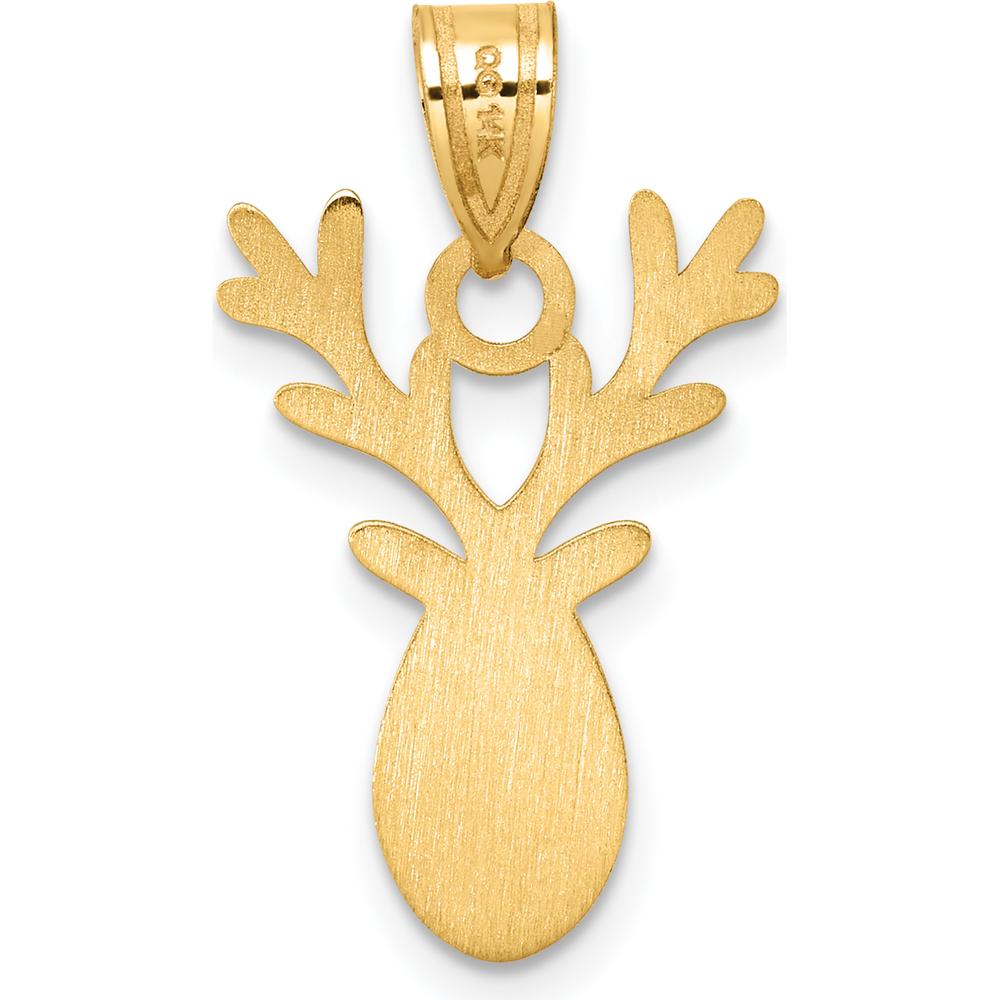 14K Yellow Gold Enameled Red-Nosed Reindeer Charm with Polished Finish by Oro Pregiato