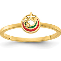 14K Yellow Gold Enameled Ring with Diamond-Cut Stars and Enamel Accents by 0