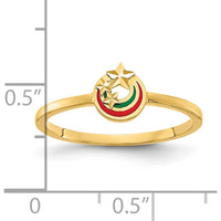 14K Yellow Gold Enameled Ring with Diamond-Cut Stars and Enamel Accents by 0
