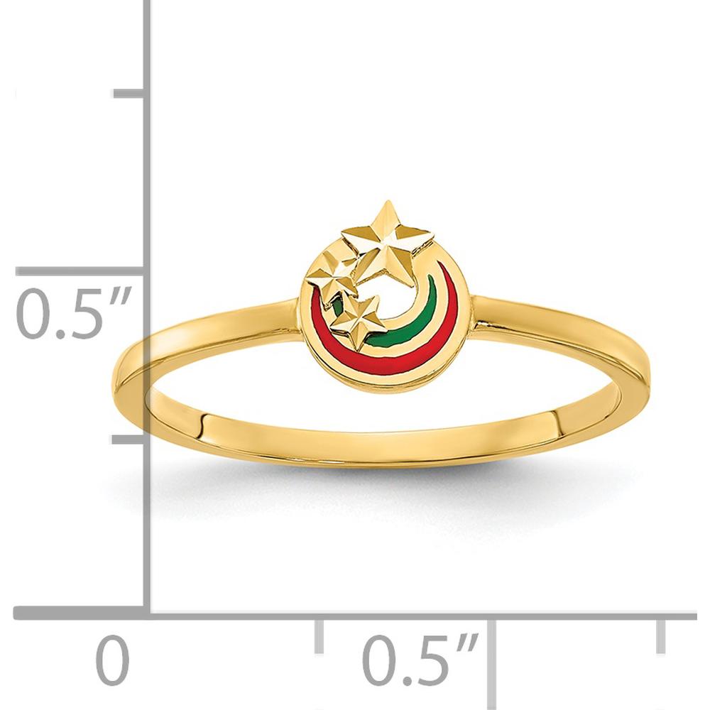 14K Yellow Gold Enameled Ring with Diamond-Cut Stars and Enamel Accents by 0