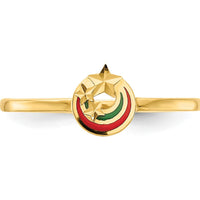 14K Yellow Gold Enameled Ring with Diamond-Cut Stars and Enamel Accents by 0