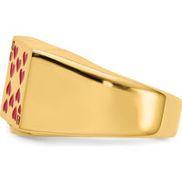 14K Yellow Gold Enameled Royal Flush Hearts Ring for Men by IBGoodman