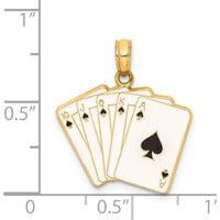 14K Yellow Gold Enameled Royal Flush Playing Cards Charm - 21mm Length by Oro Pregiato