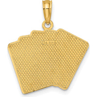 14K Yellow Gold Enameled Royal Flush Playing Cards Charm - 21mm Length by Oro Pregiato