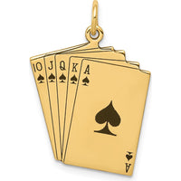 14K Yellow Gold Enameled Royal Flush Playing Cards Charm by Oro Pregiato