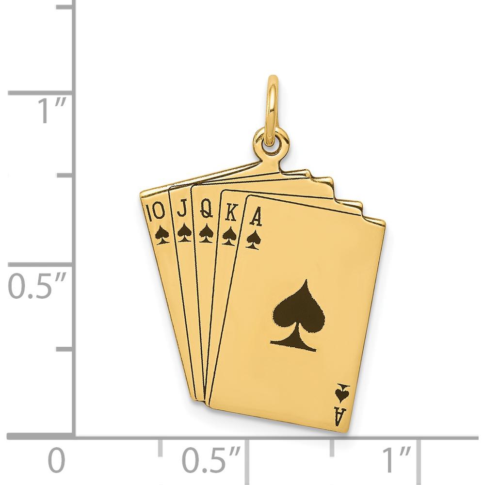14K Yellow Gold Enameled Royal Flush Playing Cards Charm by Oro Pregiato