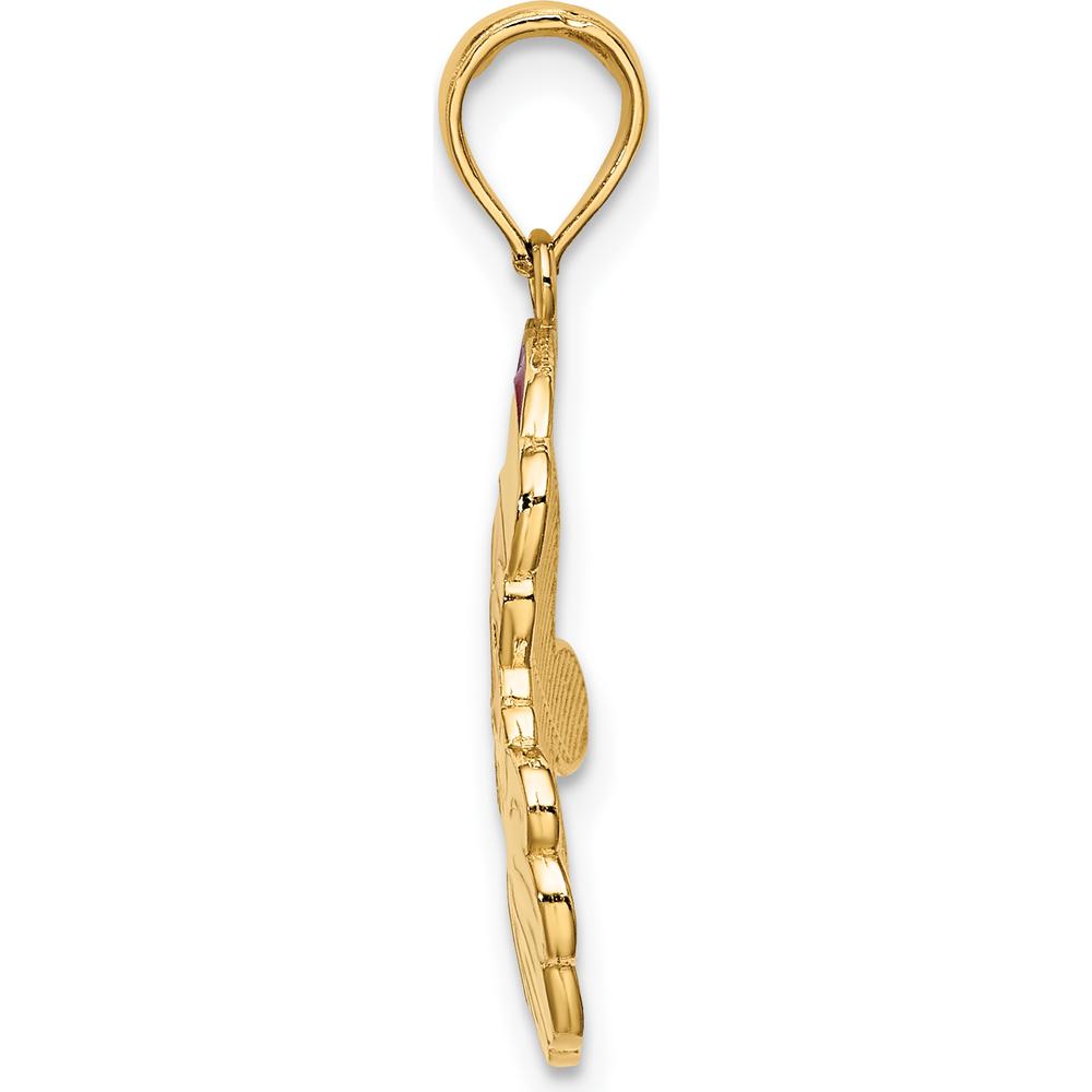 14K Yellow Gold Enameled Santa Face Charm - Festive Holiday Pendant by Oro Pregiato