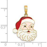 14K Yellow Gold Enameled Santa Face Charm - Festive Holiday Pendant by Oro Pregiato