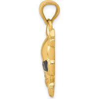 14K Yellow Gold Enameled Skull Pendant with Black Enamel Accents - 26mm Length, 22mm Width by Oro Pregiato