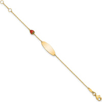 14K Yellow Gold Enameled Strawberry Charm Bracelet for Children - 5.5" with 0.5" Extender by Oro Pregiato