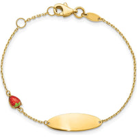 14K Yellow Gold Enameled Strawberry Charm Bracelet for Children - 5.5" with 0.5" Extender by Oro Pregiato