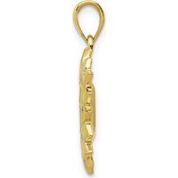 14K Yellow Gold Enameled Sunflower Pendant with Textured Back by Oro Pregiato