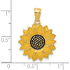 14K Yellow Gold Enameled Sunflower Pendant with Textured Back by Oro Pregiato