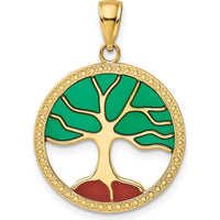 14K Yellow Gold Enameled Tree of Life Pendant with Vibrant Enamel Accents by Oro Pregiato