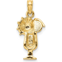 14K Yellow Gold Enameled Tropical Drink Charm with Multi-Colored Umbrella by Oro Pregiato