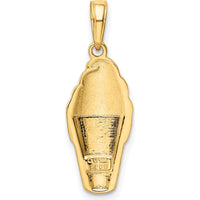 14K Yellow Gold Enameled Vanilla Ice Cream Cone Pendant with Textured Gold Cone by Oro Pregiato