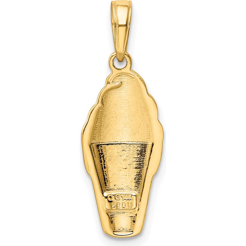 14K Yellow Gold Enameled Vanilla Ice Cream Cone Pendant with Textured Gold Cone by Oro Pregiato