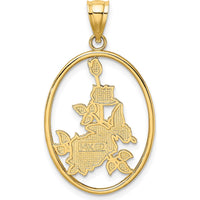 14K Yellow Gold Enameled White Butterfly and Orange Floral Pendant Charm - 30.7mm Length by Oro Pregiato