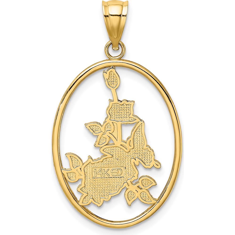 14K Yellow Gold Enameled White Butterfly and Orange Floral Pendant Charm - 30.7mm Length by Oro Pregiato