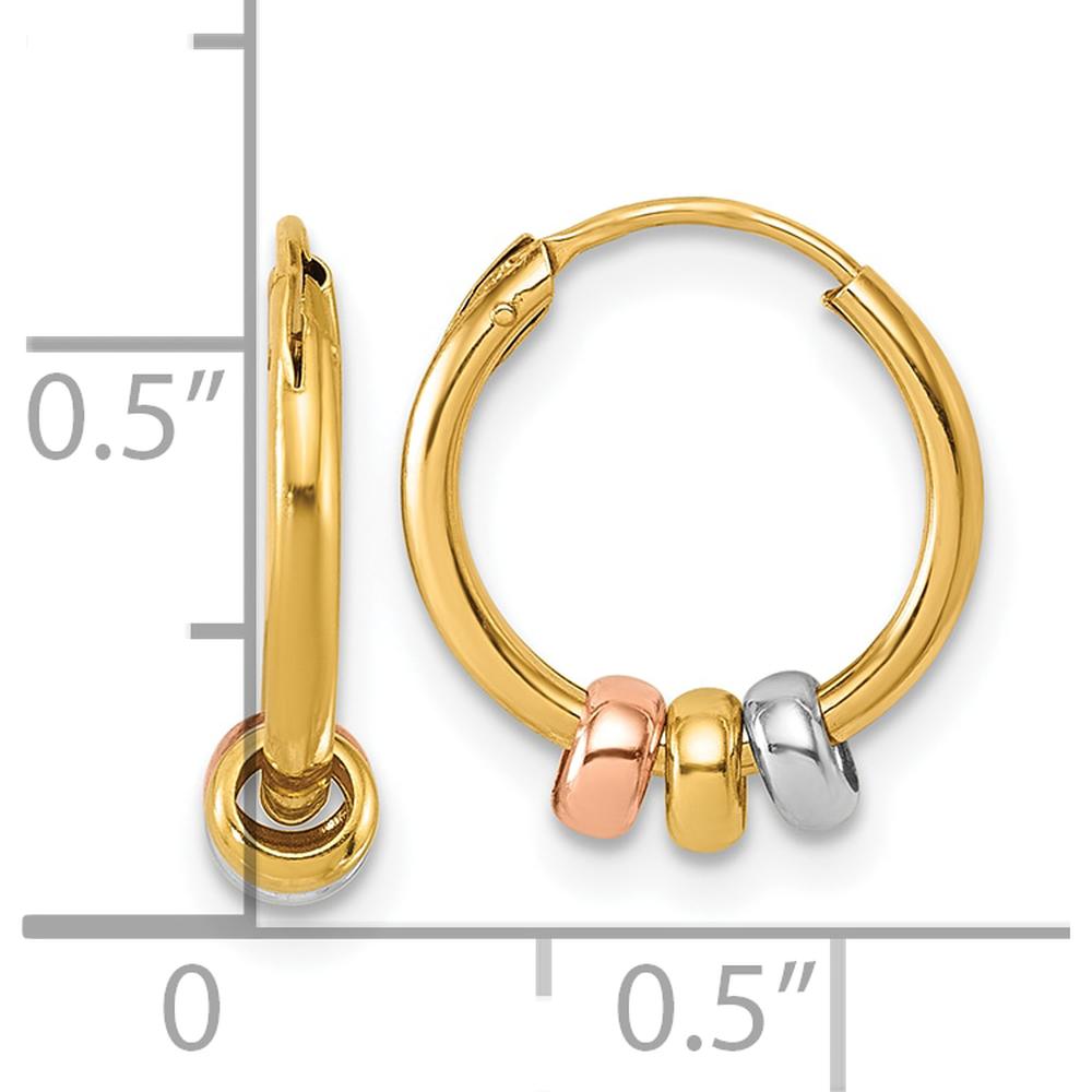 14K Yellow Gold Endless Hoop Earrings with Rose-Tone and White Rhodium Beads by 0