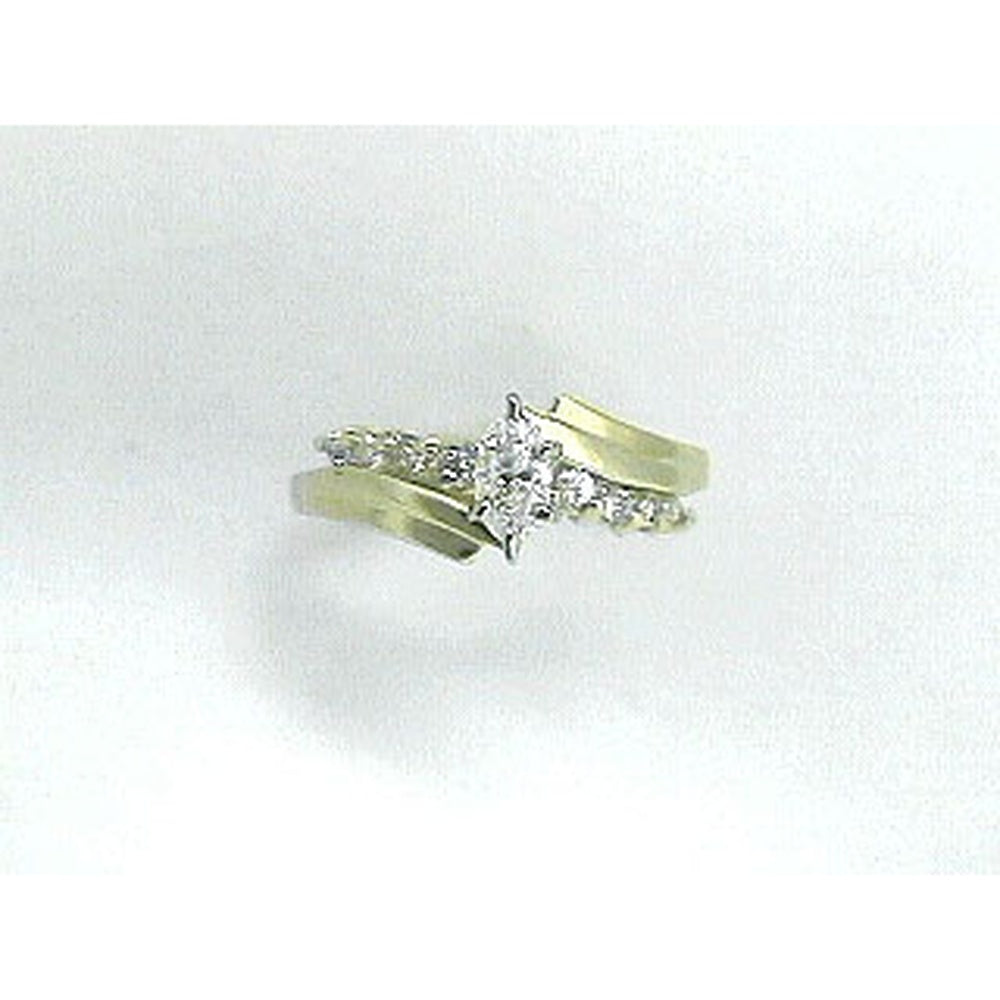 14K Yellow Gold Engagement Ring with 0.32 Carat Marquise Cut Center Diamond and 0.20 Carat Round Accent Diamonds - Royal Jewelry