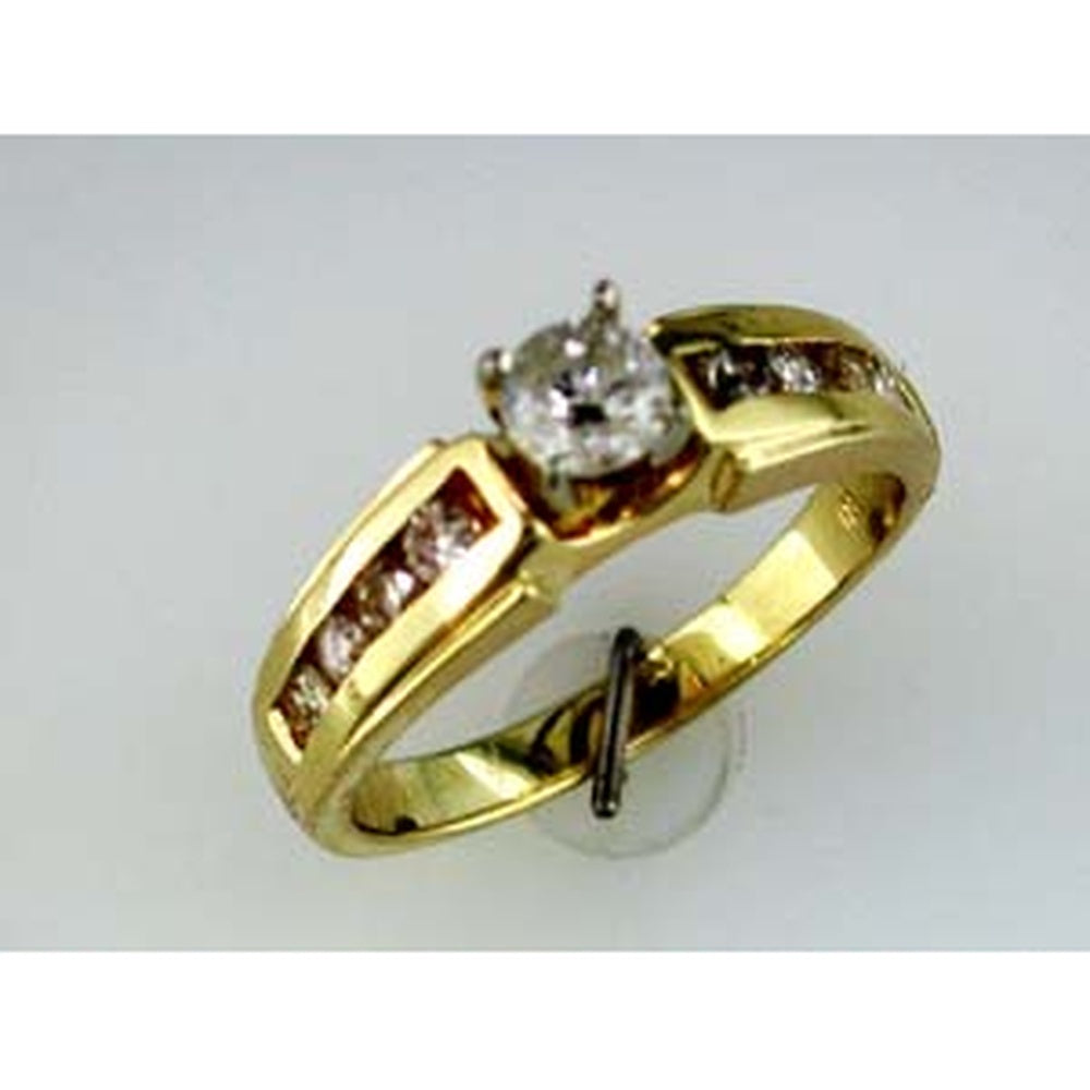 14K Yellow Gold Engagement Ring with 0.36 Carat Round Brilliant Center Diamond and Channel-Set Side Diamonds - 0.66 Carat Total Diamond Weight - Royal Jewelry