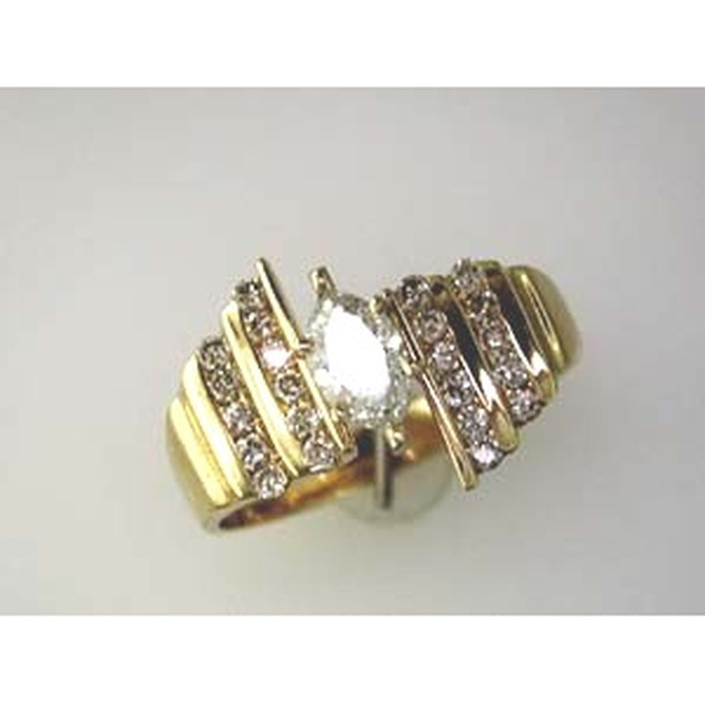 14K Yellow Gold Engagement Ring with 0.50 Carat Marquise Center Diamond and 0.41 Carat Round Diamond Accents with Milgrain Detailing - Royal Jewelry