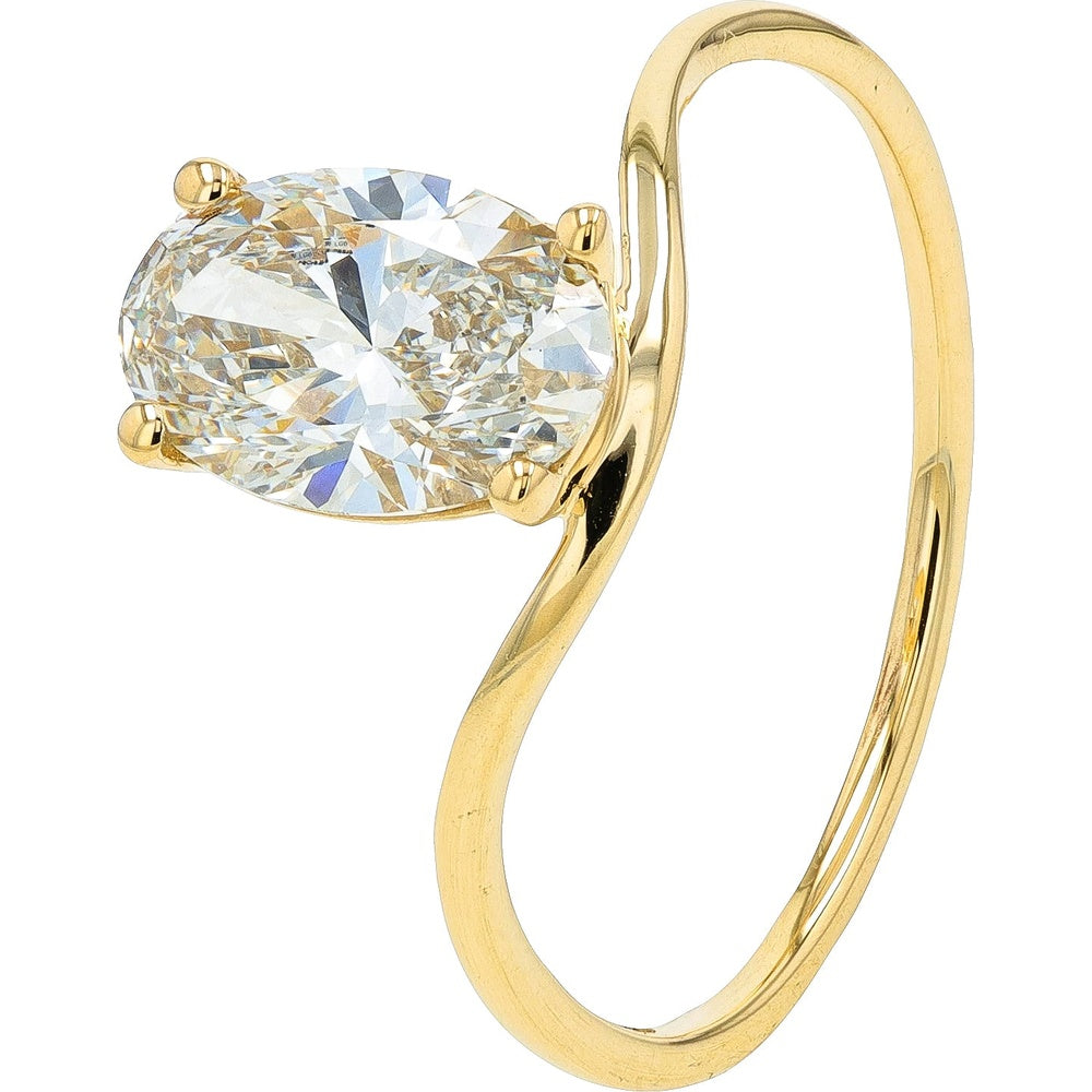 14K Yellow Gold Engagement Ring with 1.25 Carat Total Weight Oval Cut Lab Grown Diamond