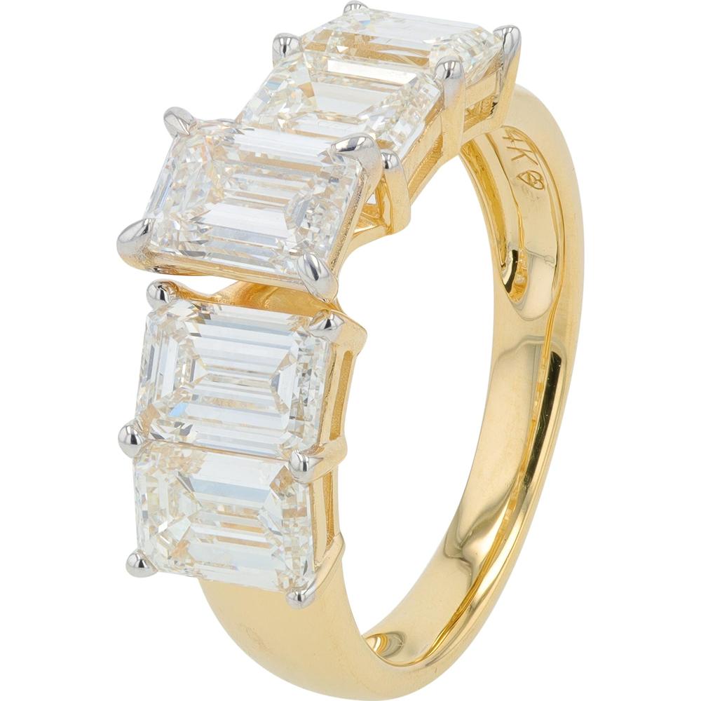 14K Yellow Gold Engagement Ring with 1 Carat Emerald Cut Lab Grown Diamond Center and 4.00 Carat Total Diamond Weight