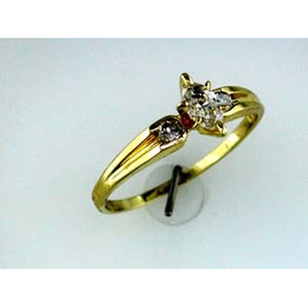 14K Yellow Gold Engagement Ring with Marquise Center Diamond and Pear-Shaped Side Diamonds - 0.46 Carat Total Diamond Weight - Royal Jewelry