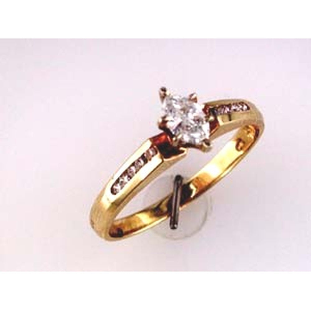 14K Yellow Gold Engagement Ring with Marquise-Cut Center Diamond and Channel-Set Round Accent Diamonds - 0.33 Carat Total Diamond Weight - Royal Jewelry