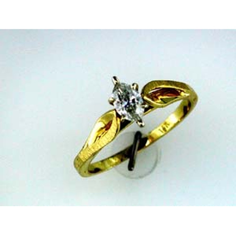 14K Yellow Gold Engagement Ring with Marquise Cut Diamond - 0.30 Carat Total Diamond Weight - Royal Jewelry