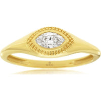 14K Yellow Gold Engagement Ring with Marquise Cut Diamond and Milgrain Detail - 0.25 Carat Diamond Weight - Royal Jewelry