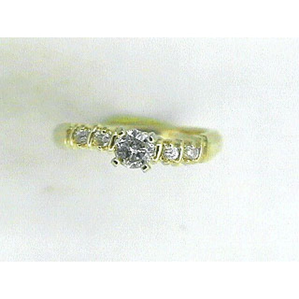 14K Yellow Gold Engagement Ring with Prong-Set Round Center Diamond and Accent Stones - 0.38 Carat Total Diamond Weight - Royal Jewelry
