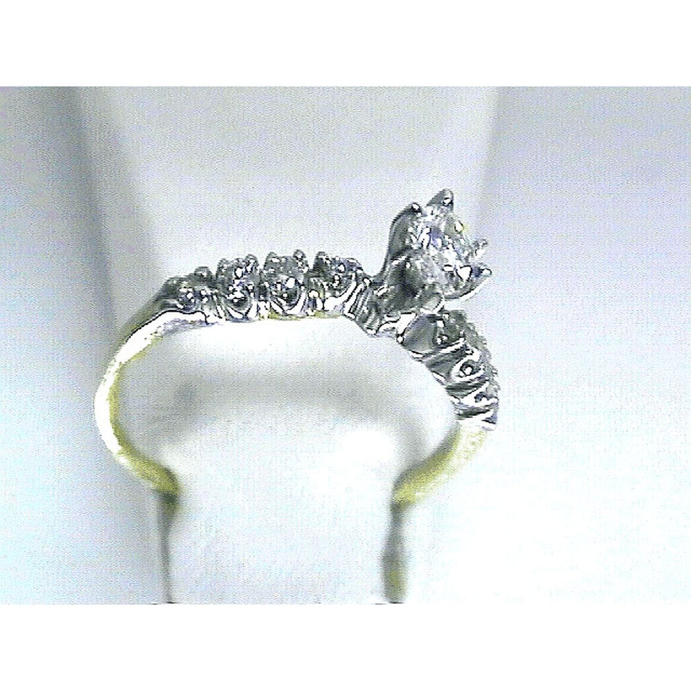 14K Yellow Gold Engagement Ring with Prong-Set Round Center Diamond and Milgrain-Accented Diamond Shoulders - 0.61 Carat Total Diamond Weight - Royal Jewelry